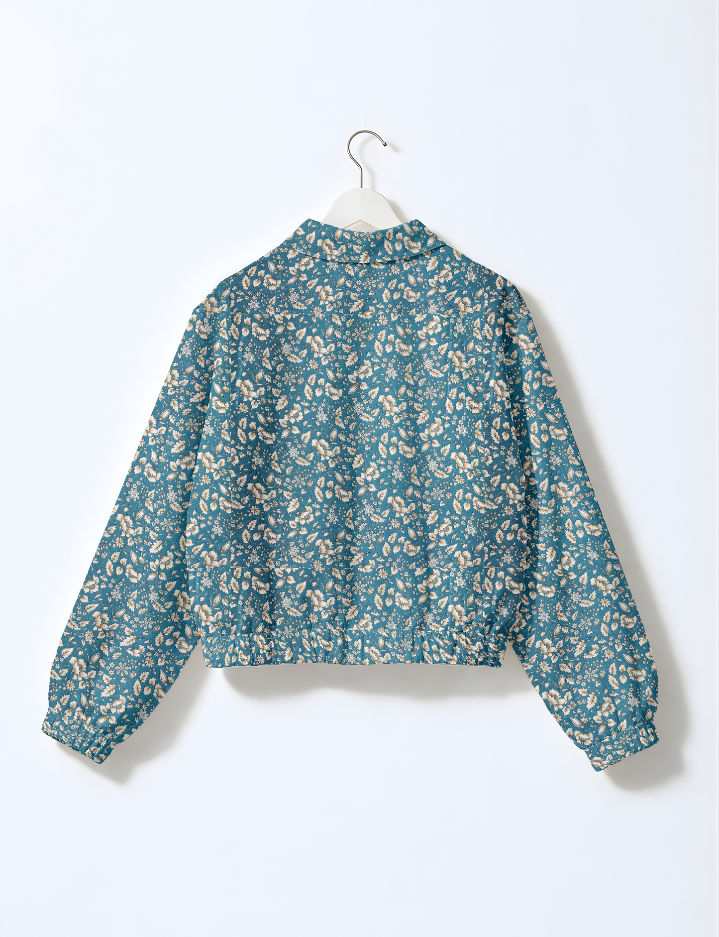 Love Bomber Jacket made from recycled fabric, featuring hand-stitched Aari embroidery. A unique piece of zero-waste clothing, part of the circular fashion movement. Designed with upcycled materials for a stylish yet environmentally friendly clothing choice.