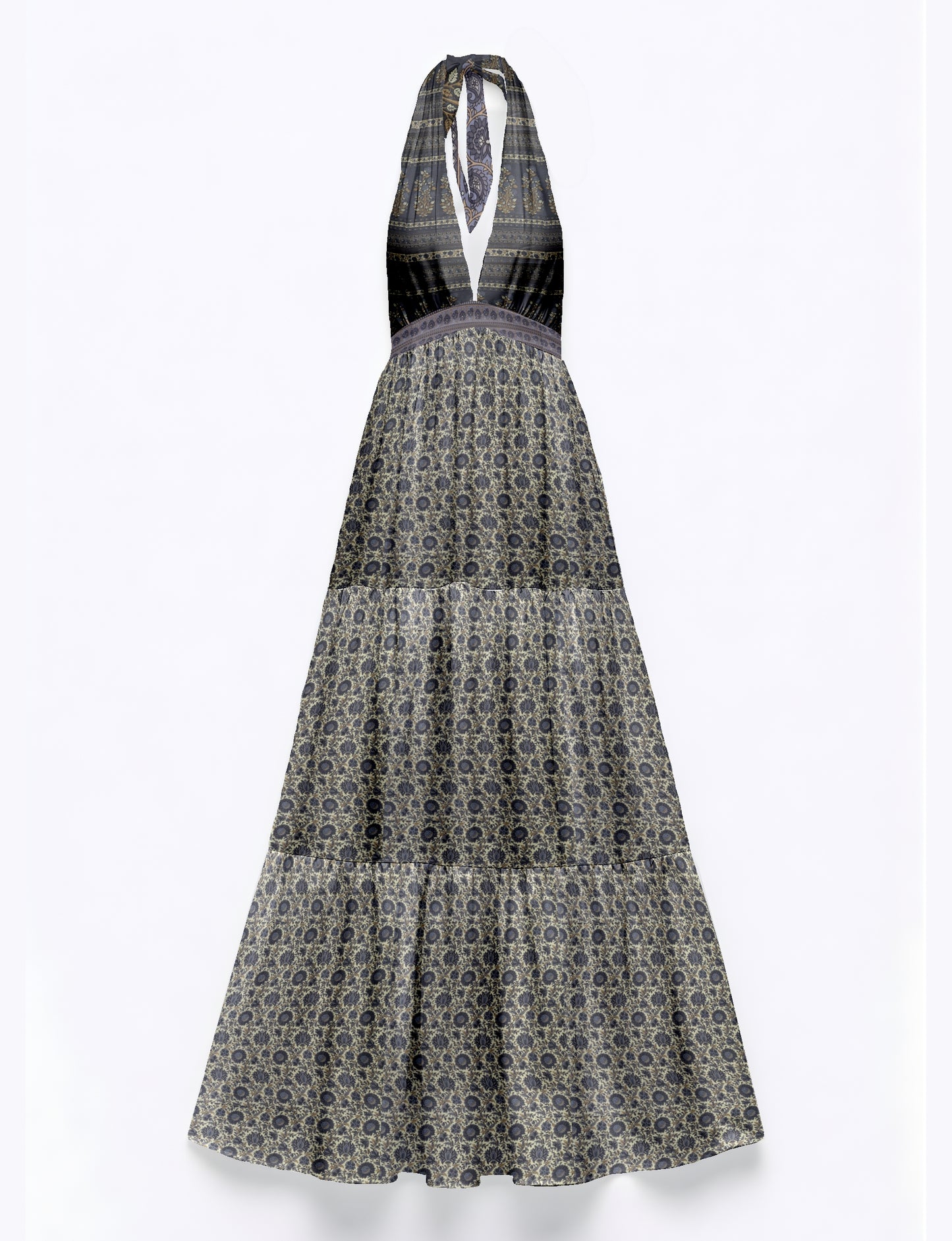 Flowy maxi tiered dress for vacations, brunch, and evening wear