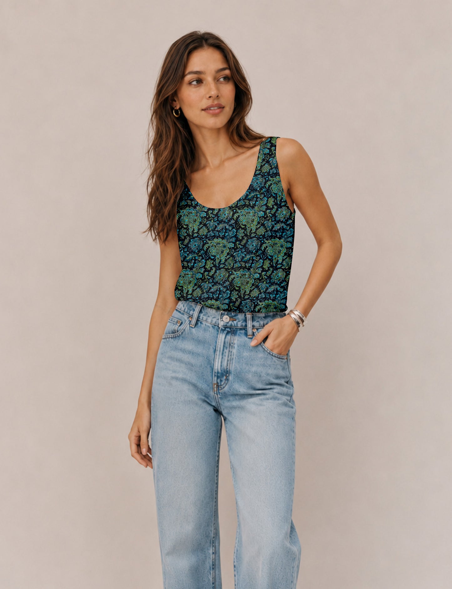 Sleeveless blouse - Blue Tropical