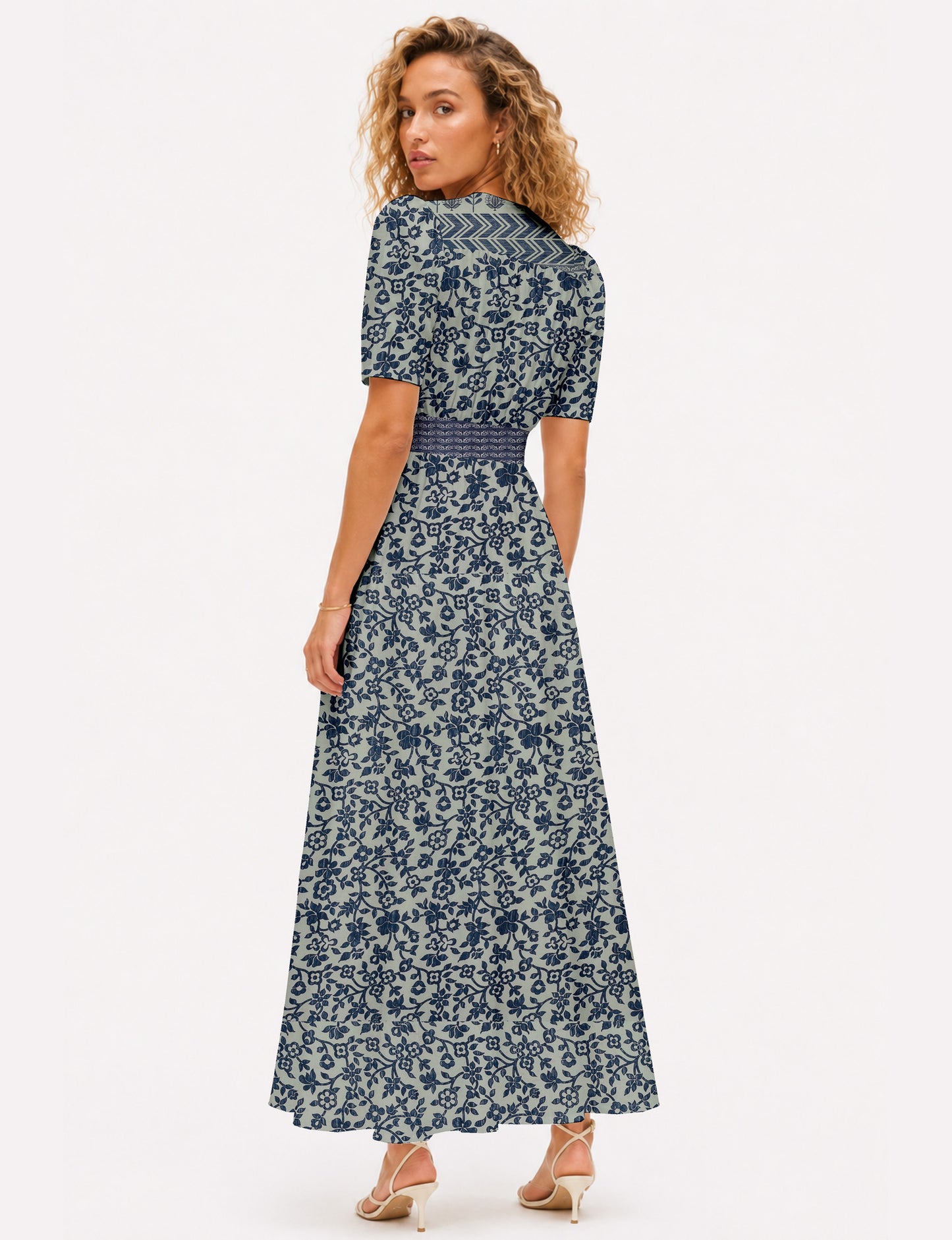 Maxi romantic dress - Blue Tropical