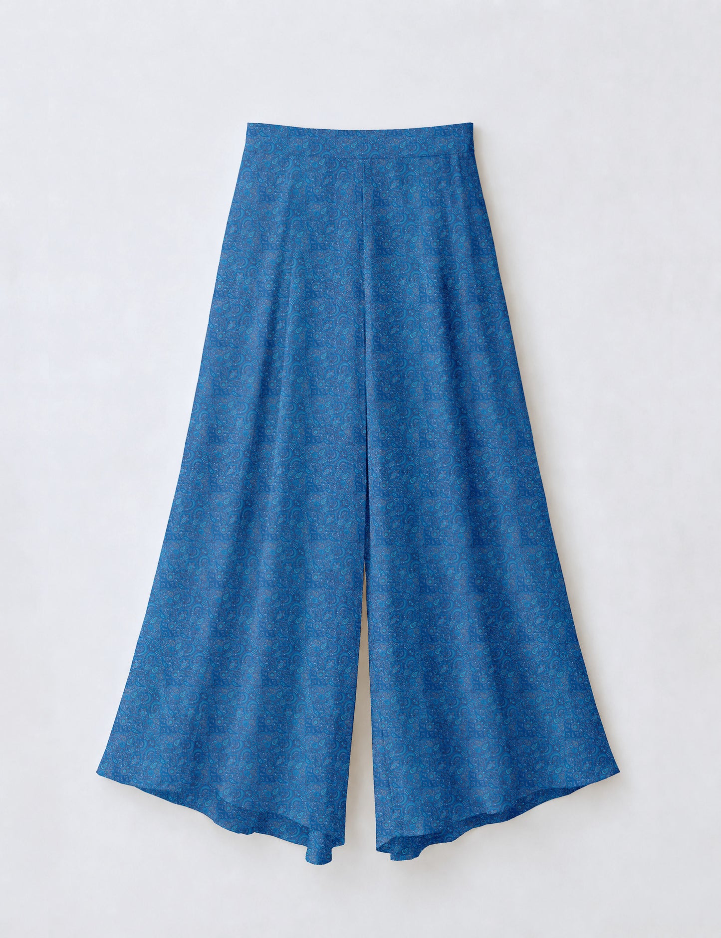 Wide Leg Palazzo Trousers - Blue Tropical