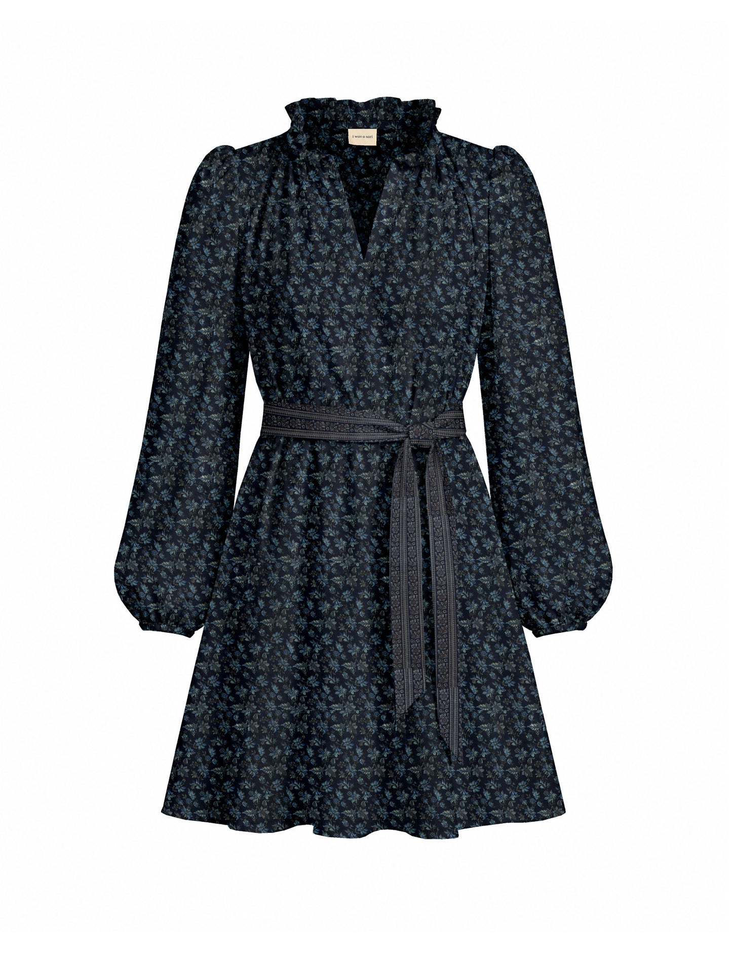Swing dress with belt - Blue Tropical