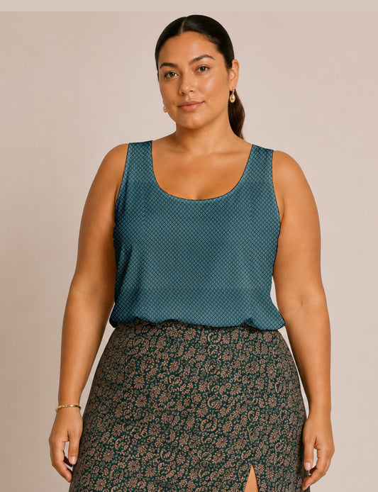 Sleeveless blouse - Blue Tropical