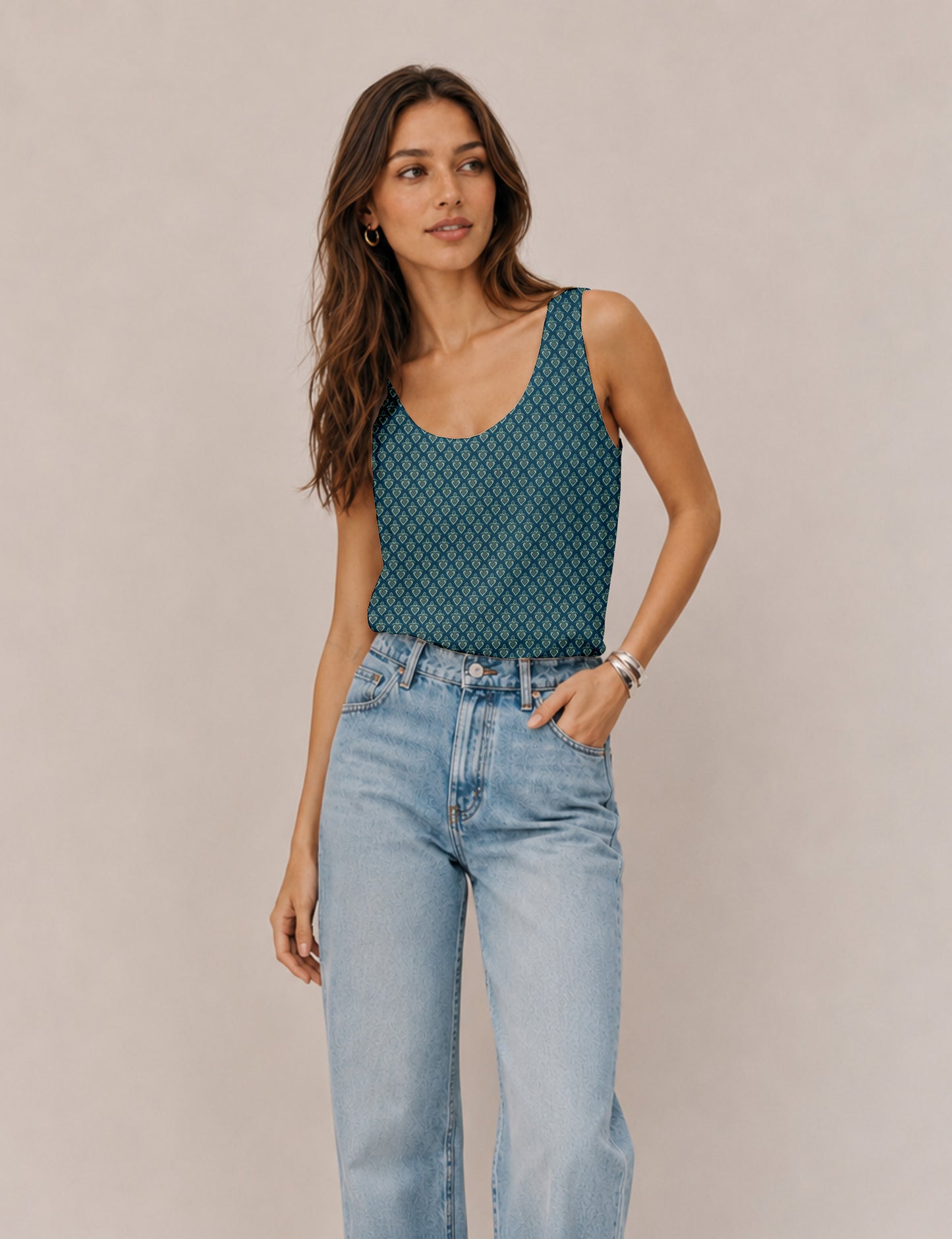 Sleeveless blouse - Blue Tropical