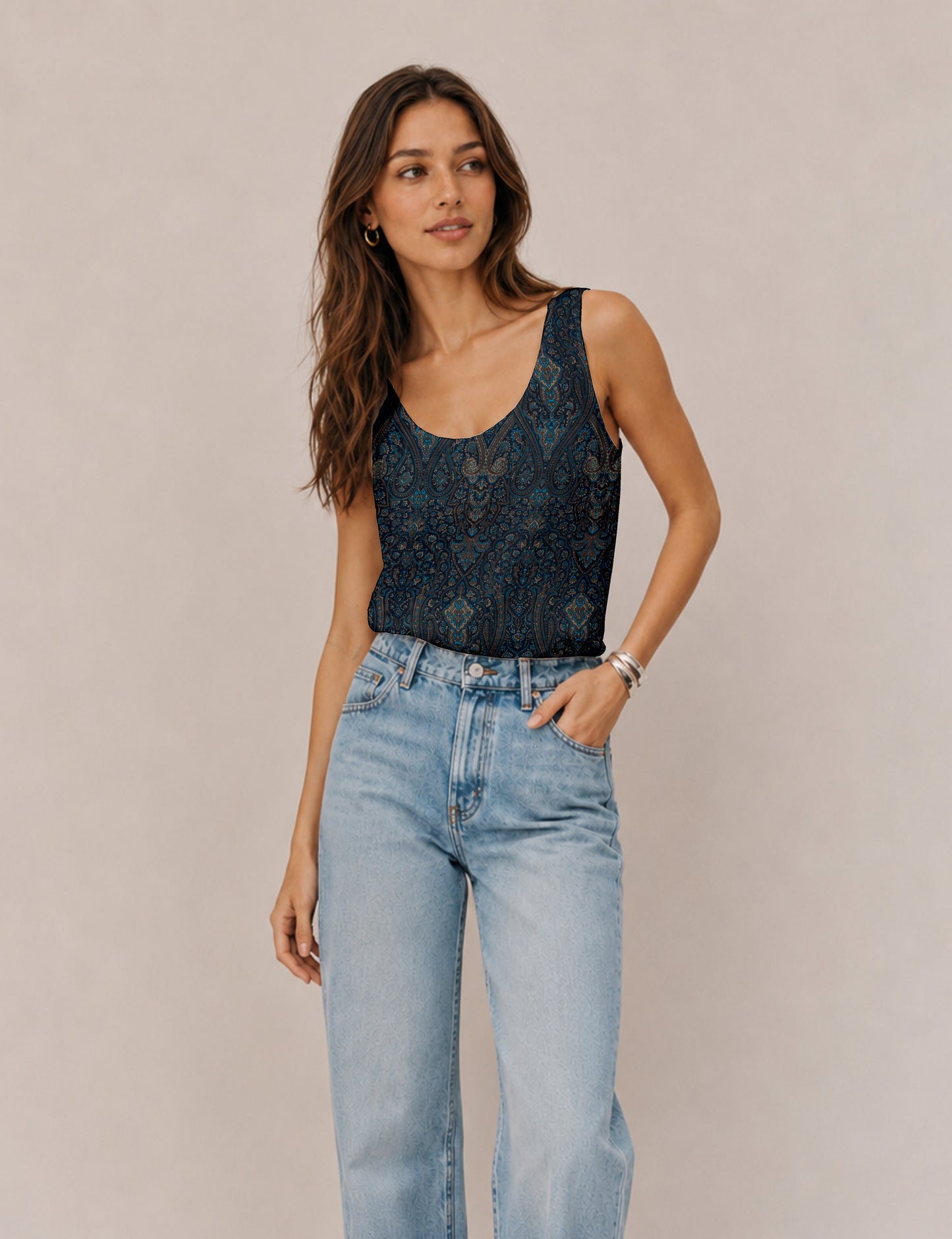Sleeveless blouse - Blue Tropical