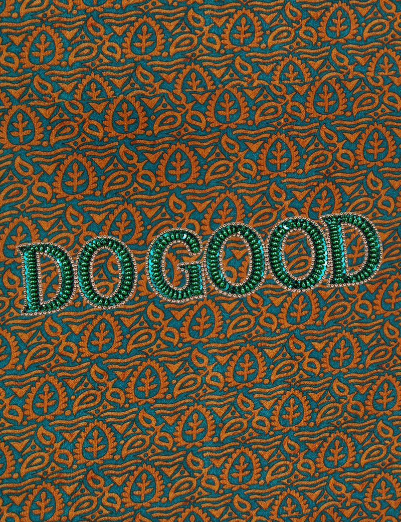 Structured DO GOOD work tote bag featuring embroidered appliqué lettering on the front, double padded shoulder handles and an internal zippered pocket.