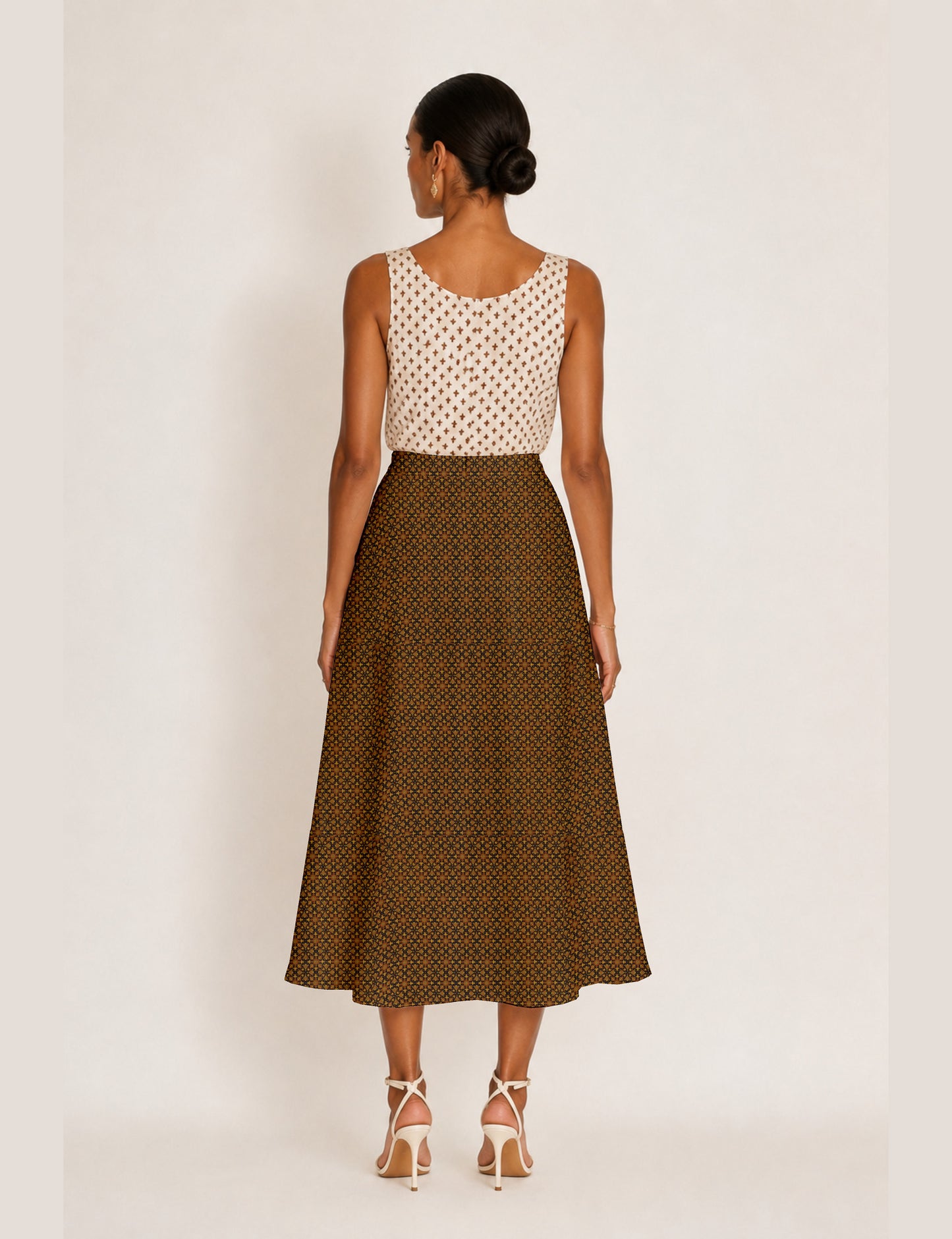 A line skirt with slit - Blue Tropical