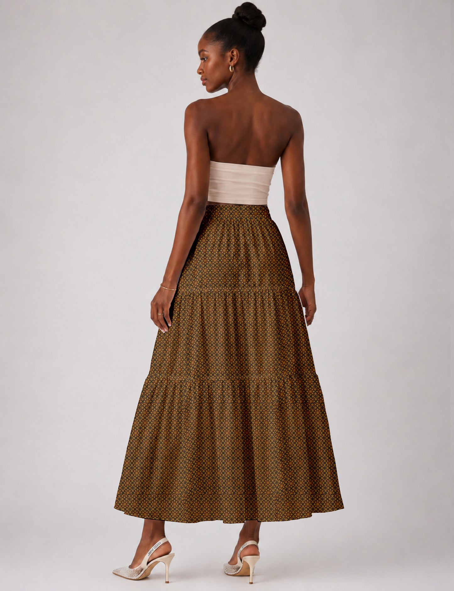 Midi Tiered Skirt - Blue Tropical