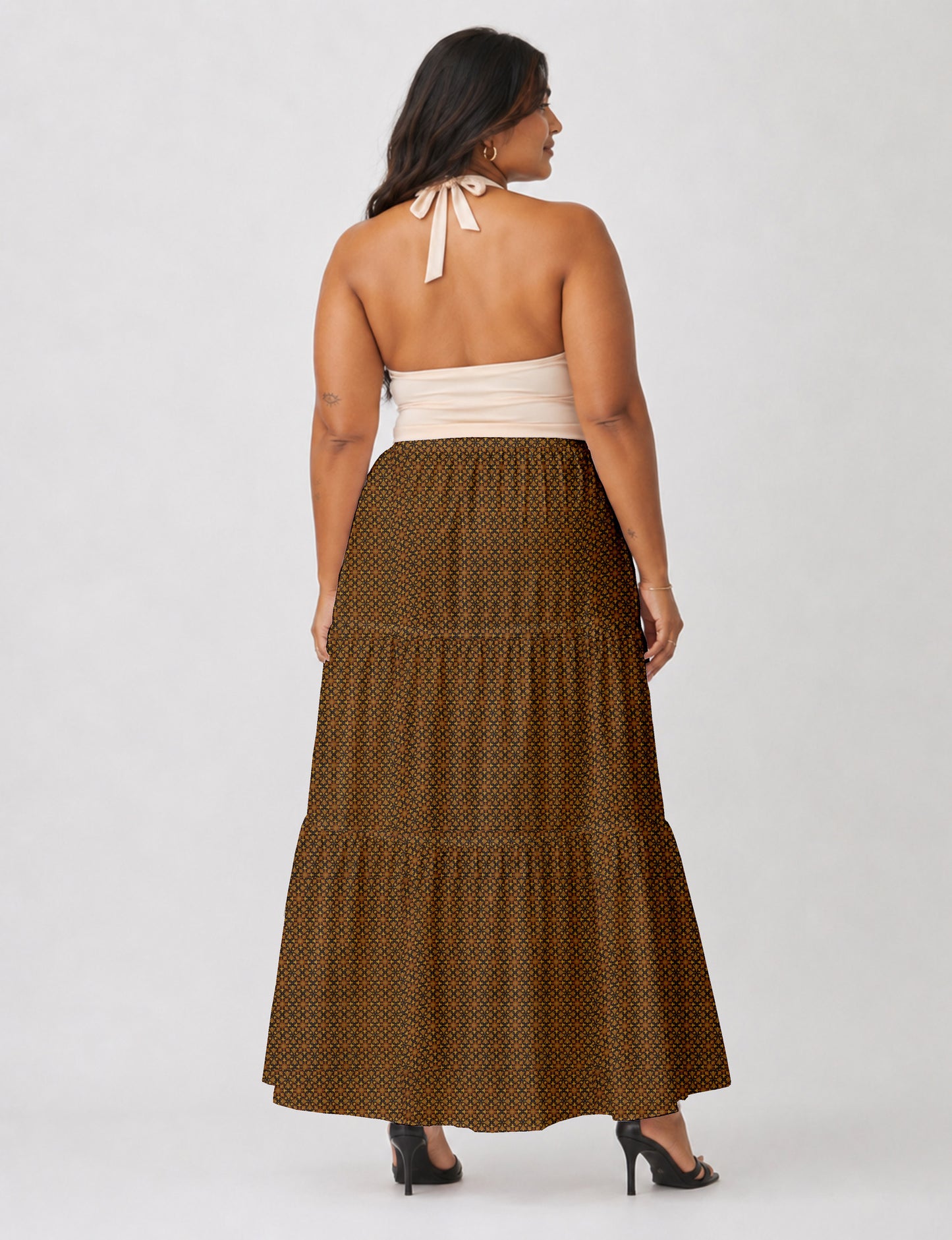 Midi Tiered Skirt - Blue Tropical