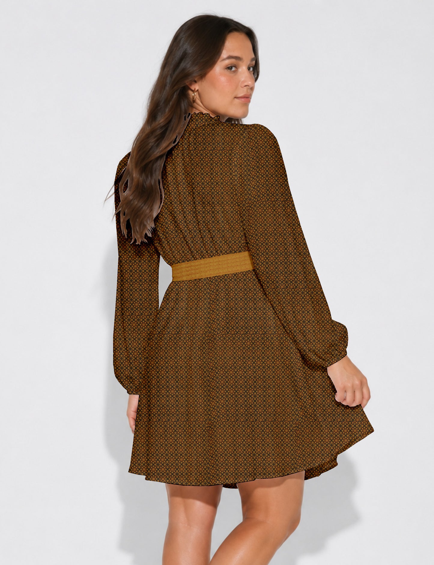 Swing dress with belt - Blue Tropical