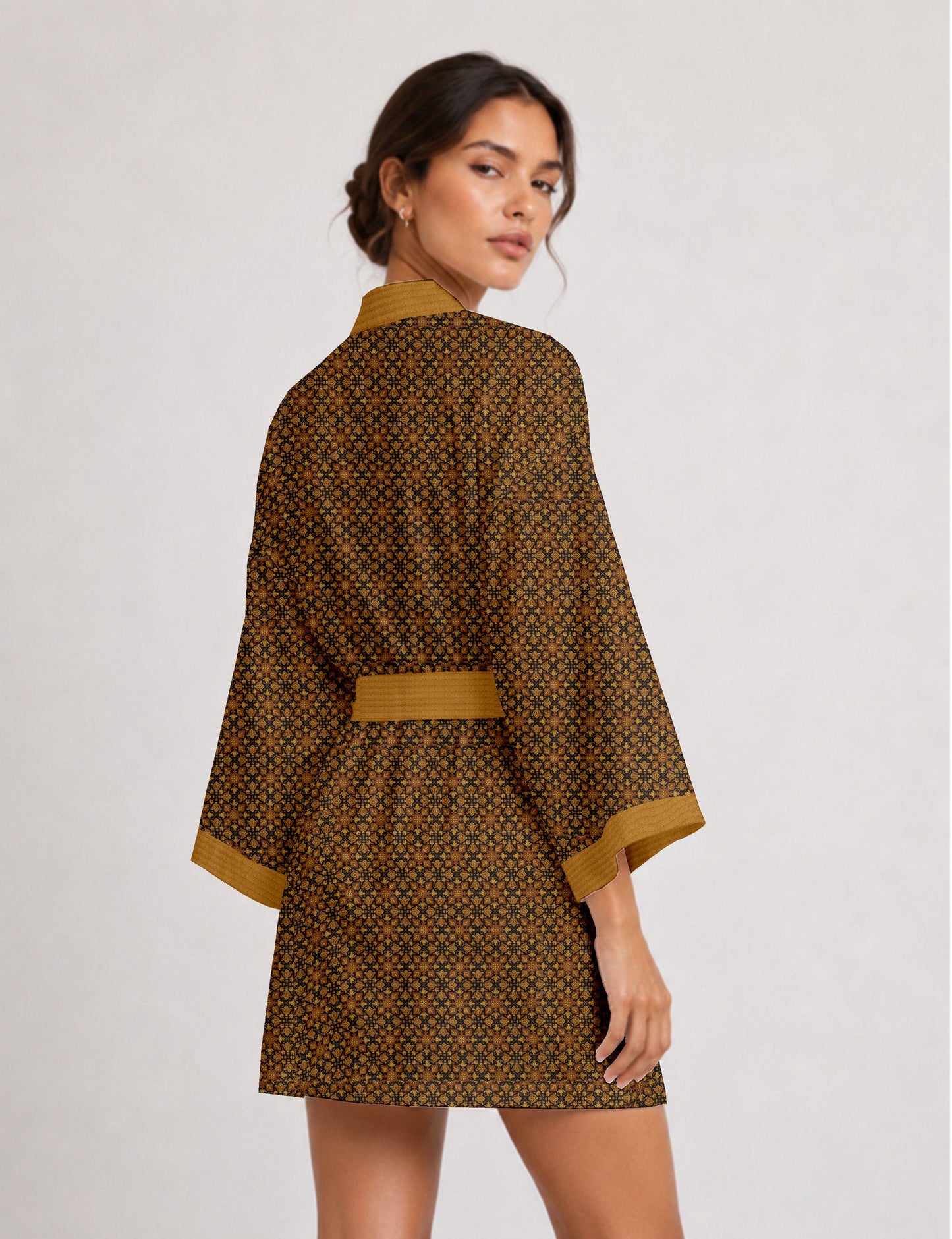 Short kimono robe - Blue Tropical