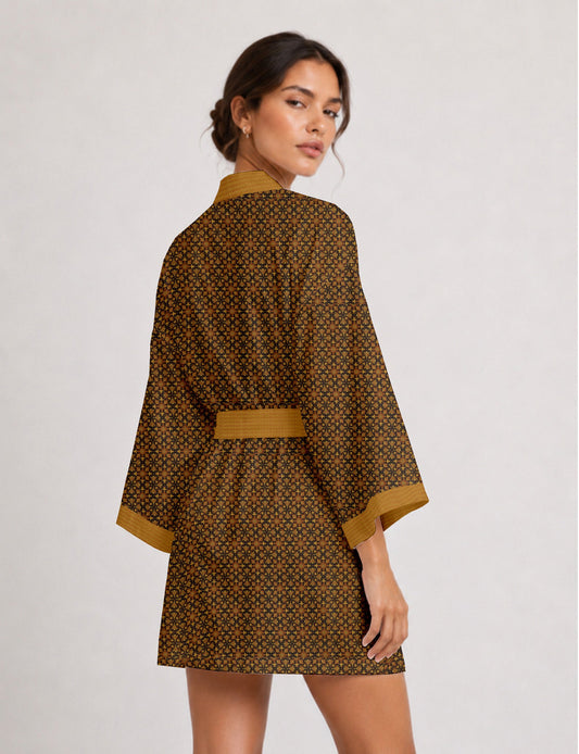 Short kimono robe - Blue Tropical