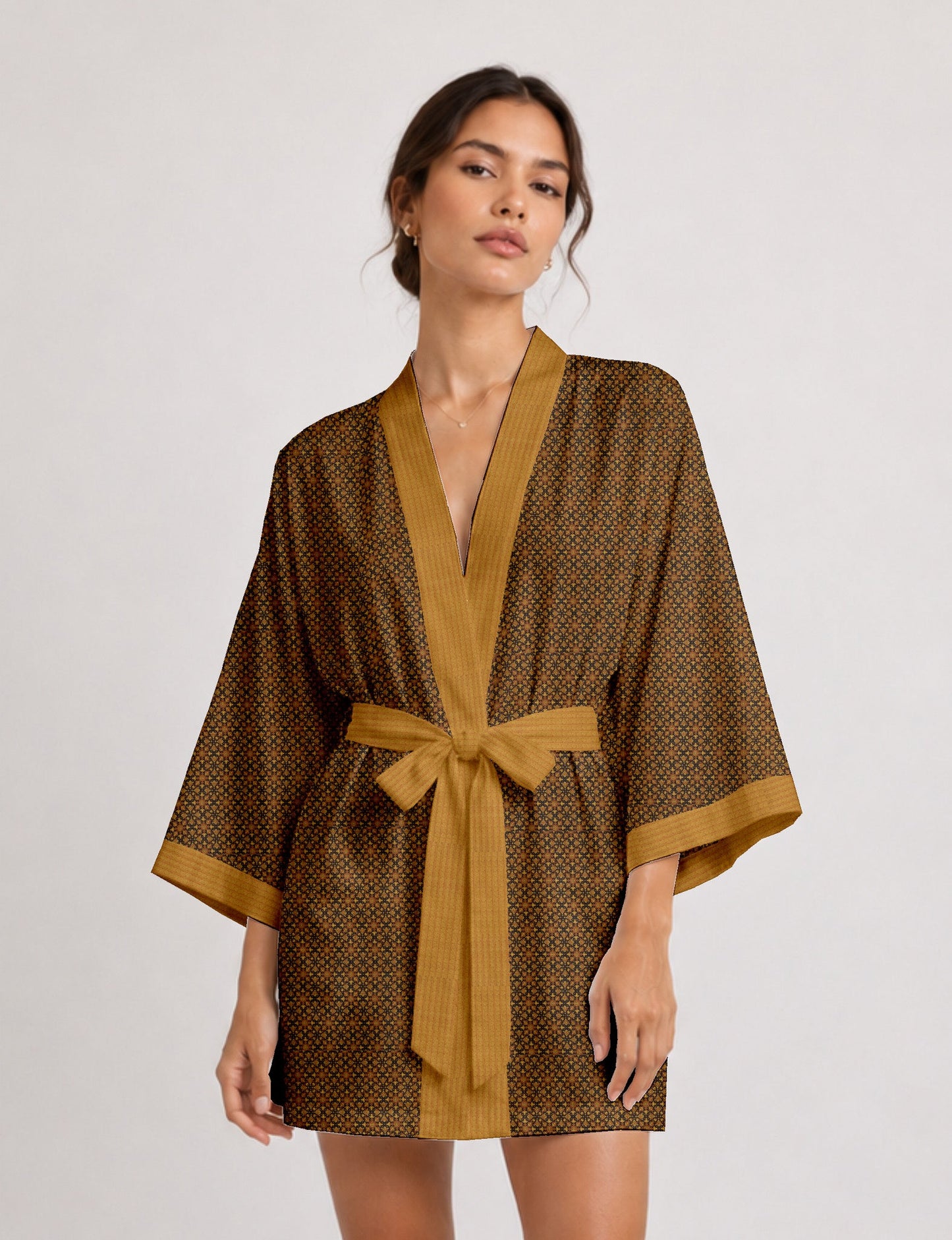 Short kimono robe - Blue Tropical