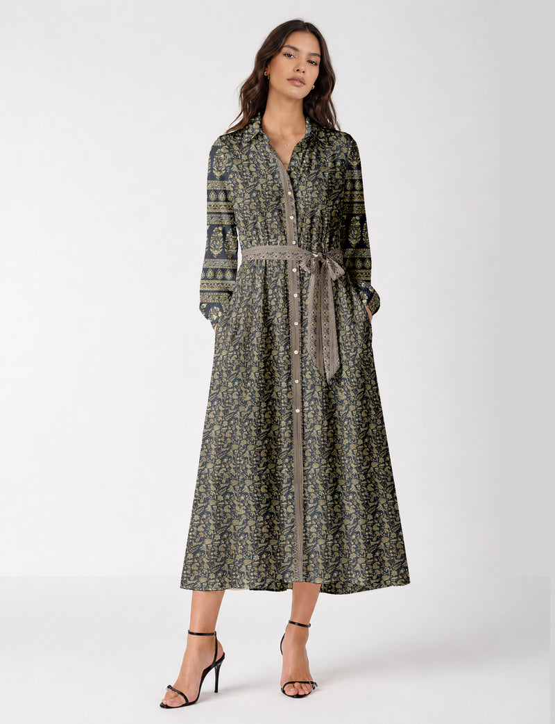 Long shirt dress - Blue Tropical