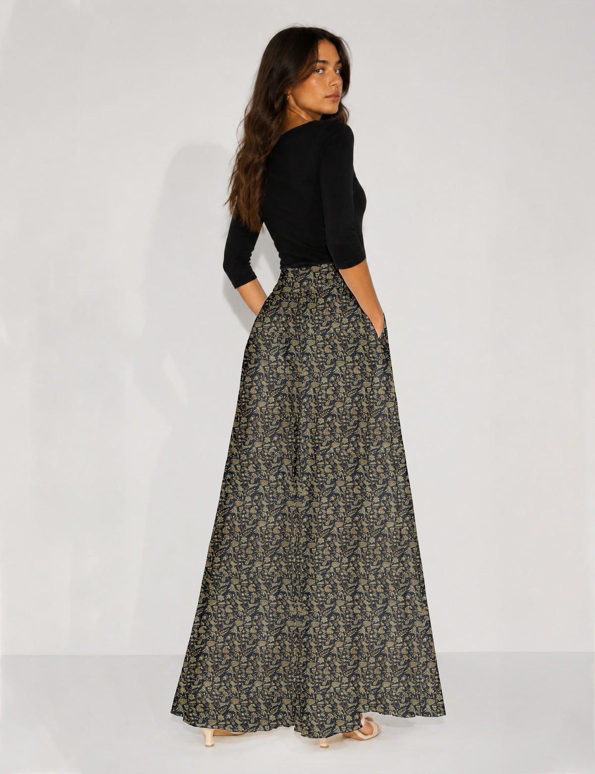 Wide Leg Palazzo Trousers - Blue Tropical