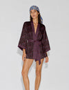 Short kimono robe - Brown Floral