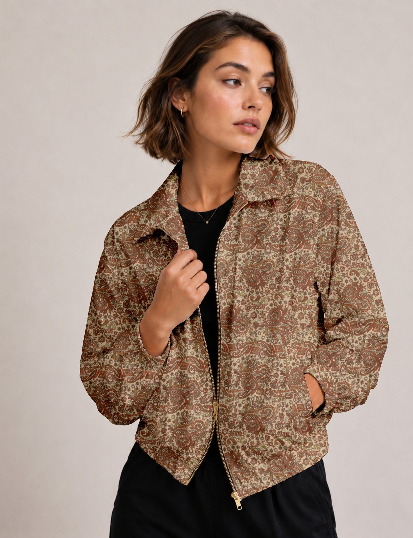 Bomber Jacket - Brown Paisley