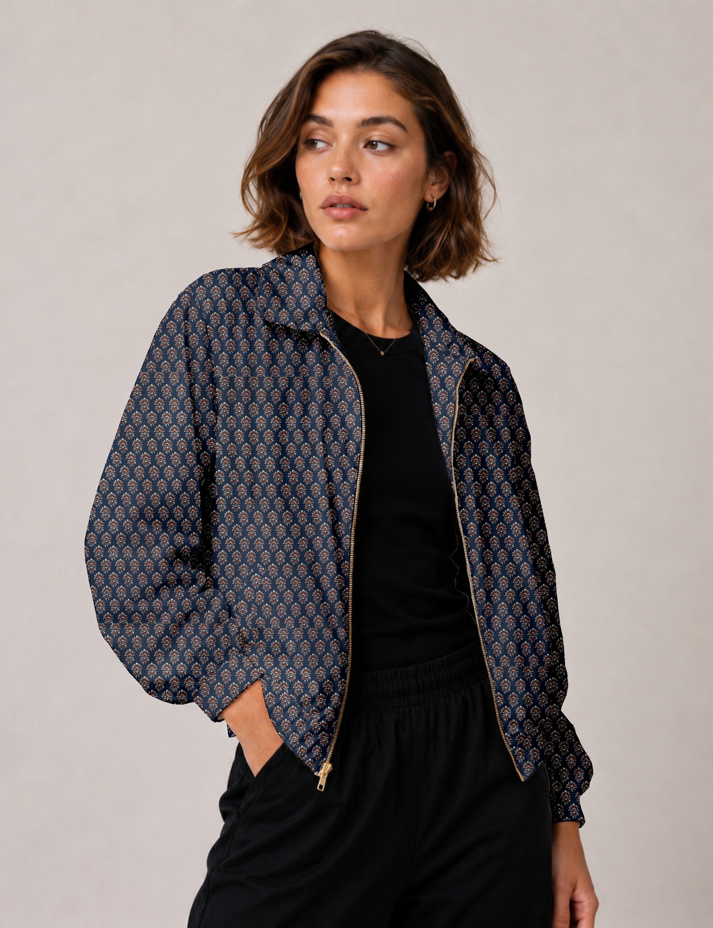 Bomber Jacket - Blue Floral