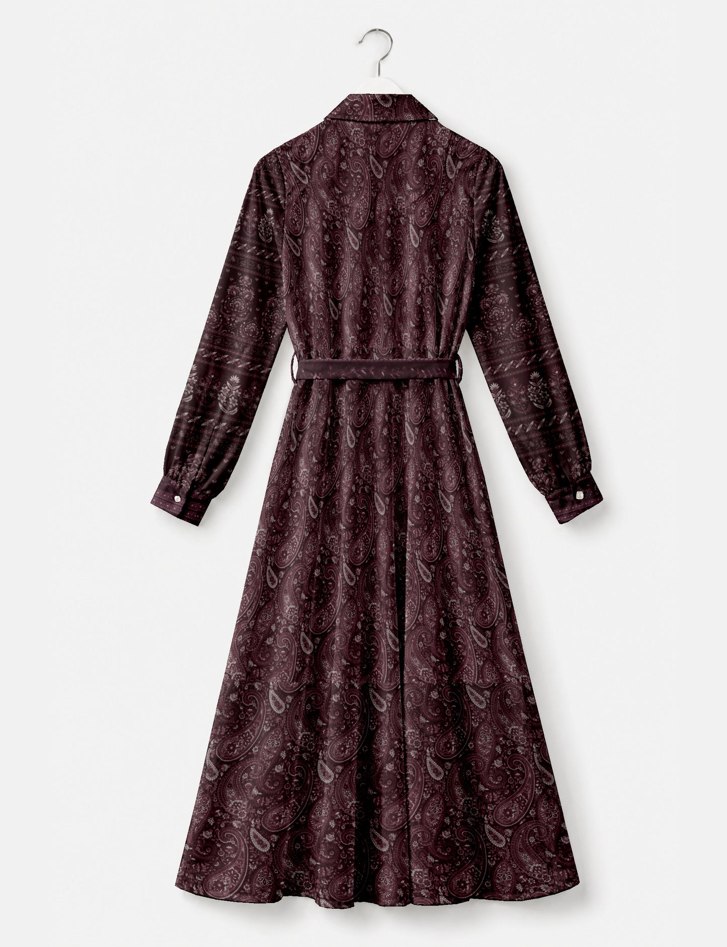 Long shirt dress by I was a Sari with A-line silhouette and tie belt