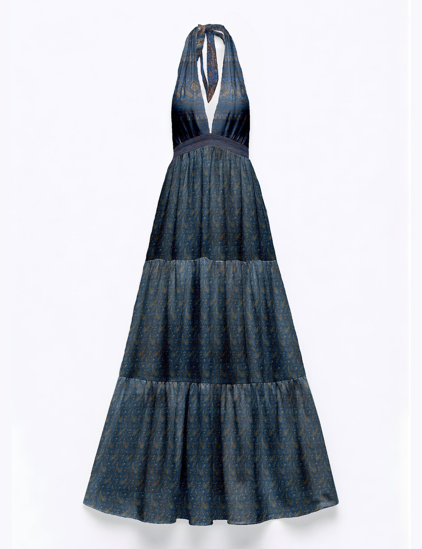 Maxi dress side view highlighting volume and movement