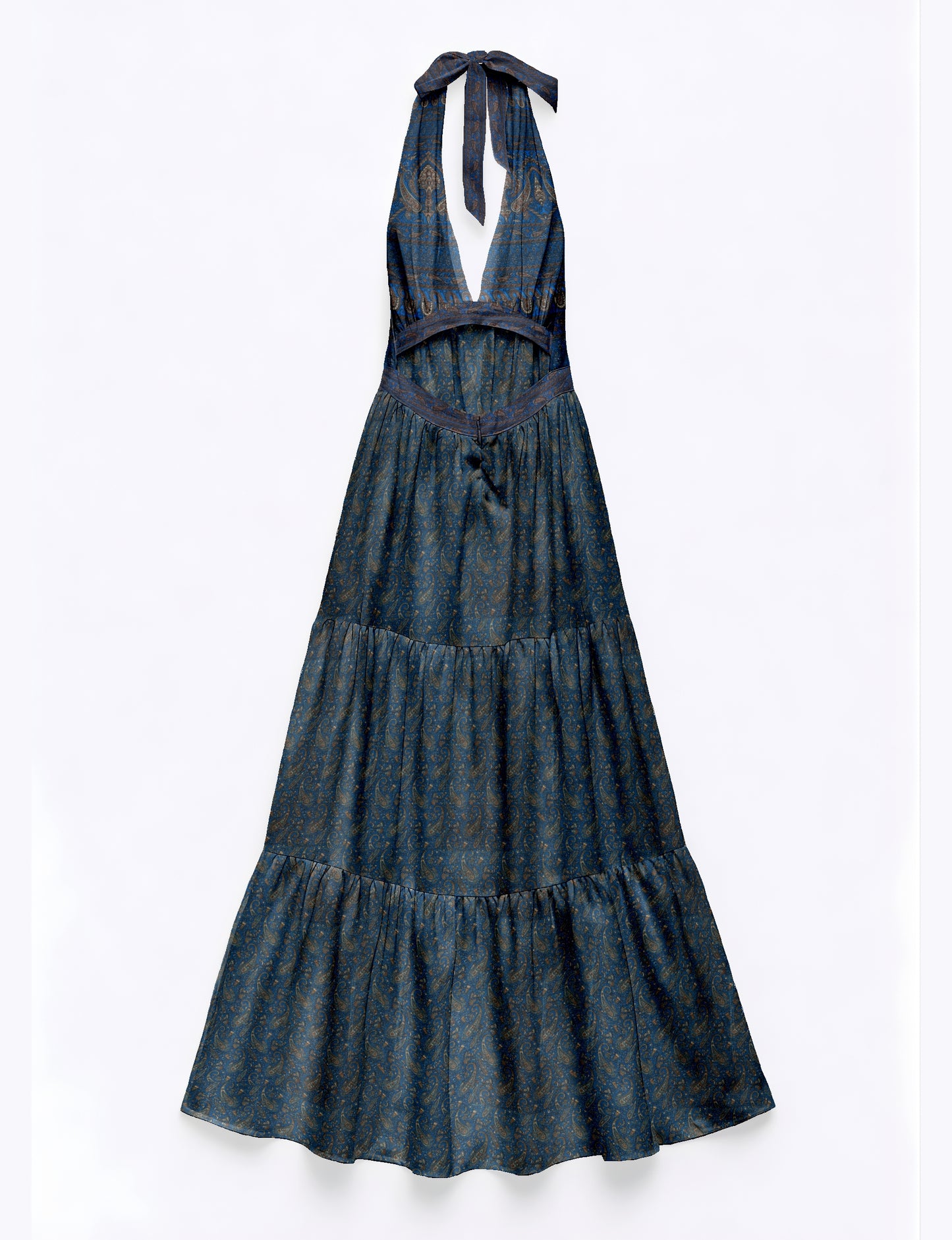 Maxi dress side view highlighting volume and movement