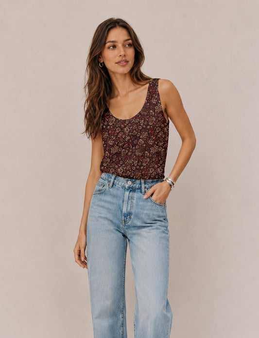 Sleeveless blouse - Brown Tropical