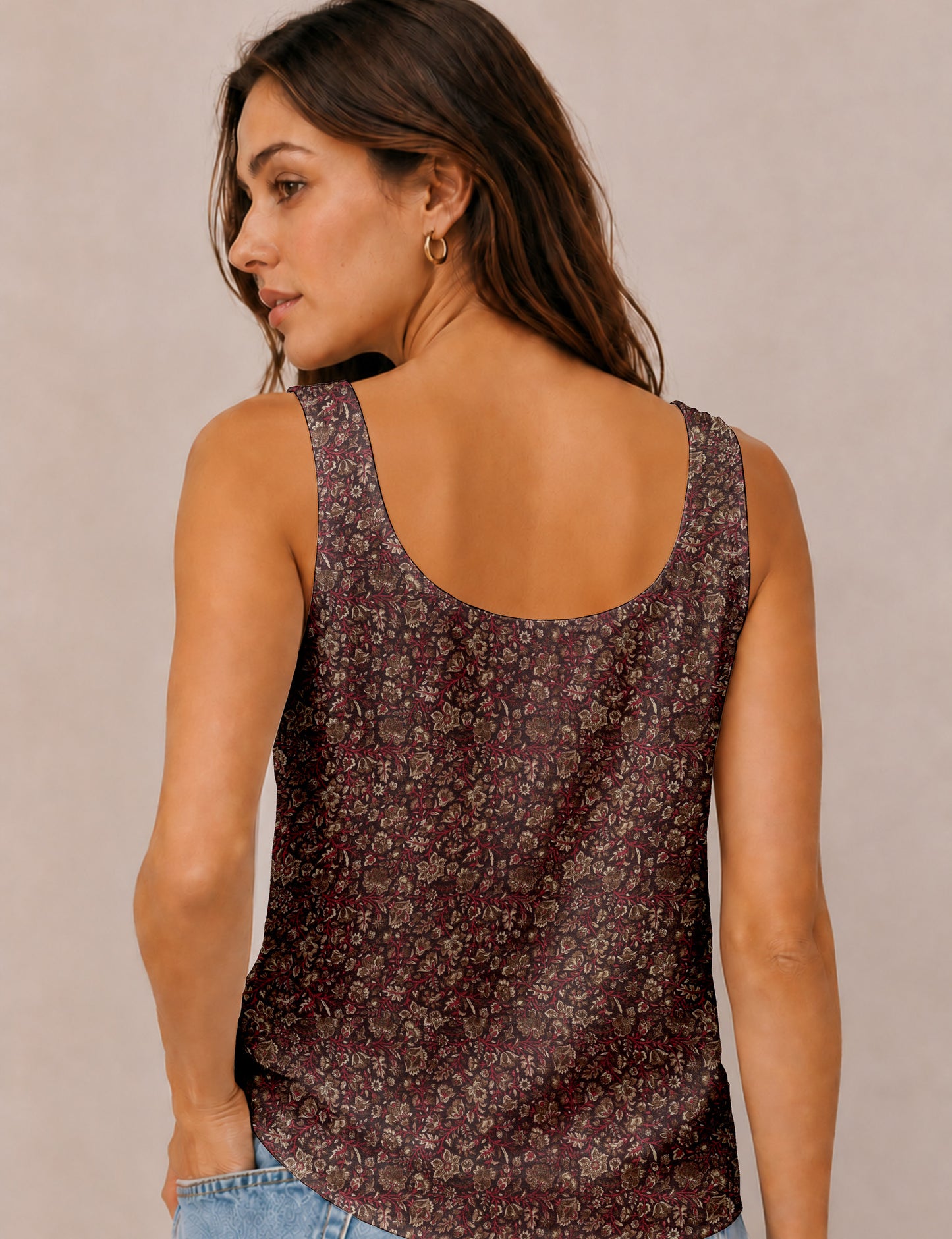 Sleeveless blouse - Brown Tropical