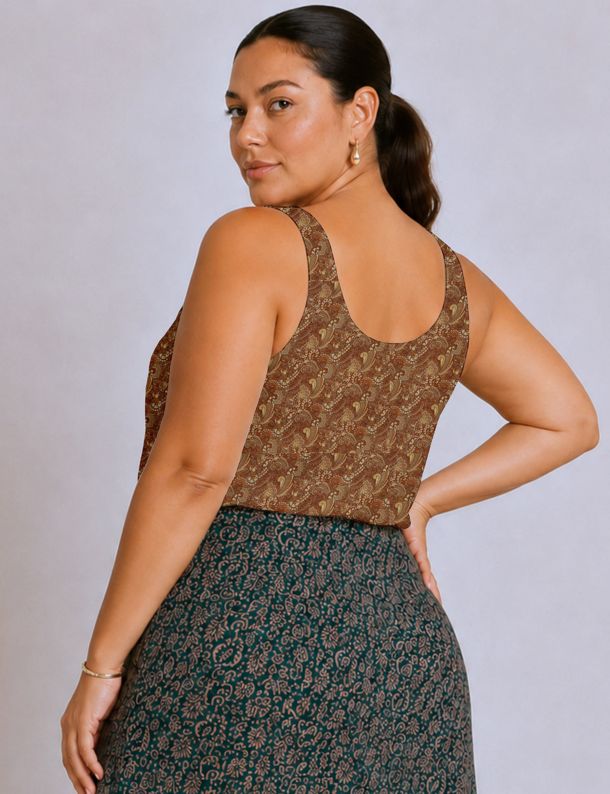 Sleeveless blouse - Brown Tropical