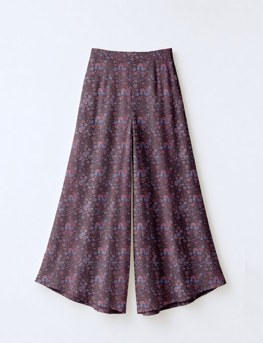 Wide Leg Palazzo Trousers - Brown Tropical