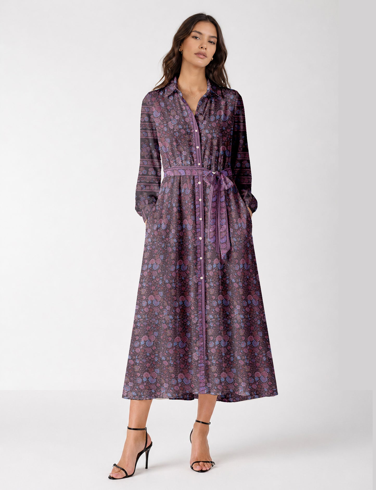 Long shirt dress - Brown Tropical
