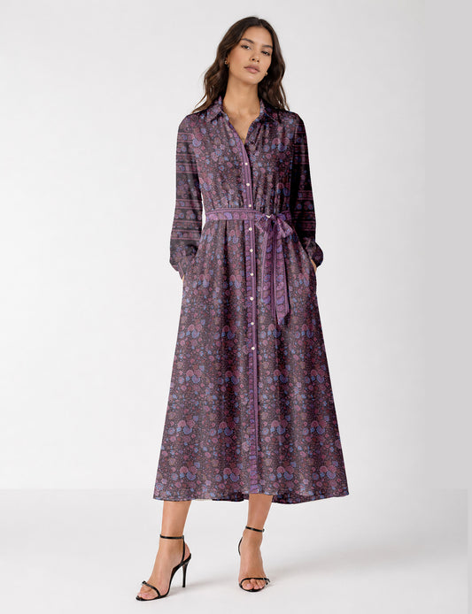 Long shirt dress - Brown Tropical