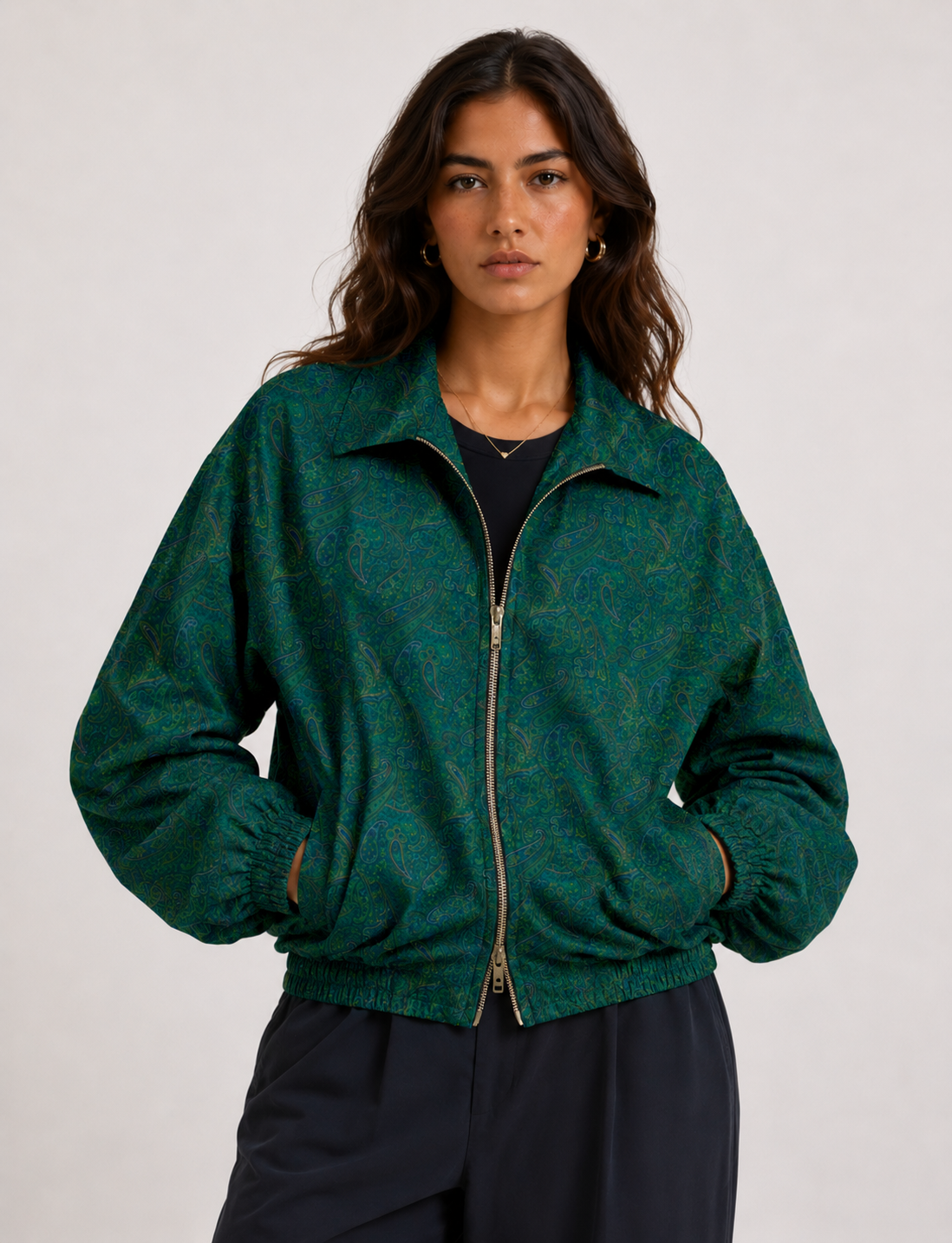 Bomber Jacket - Blue Paisley
