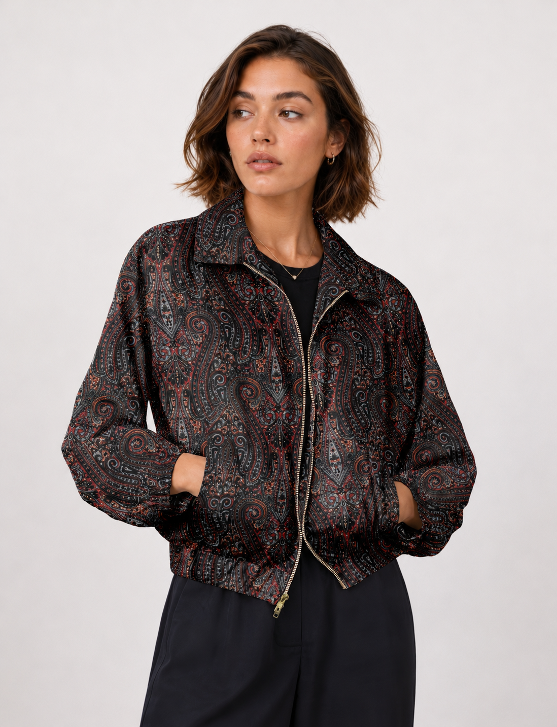 Bomber Jacket - Black Paisley