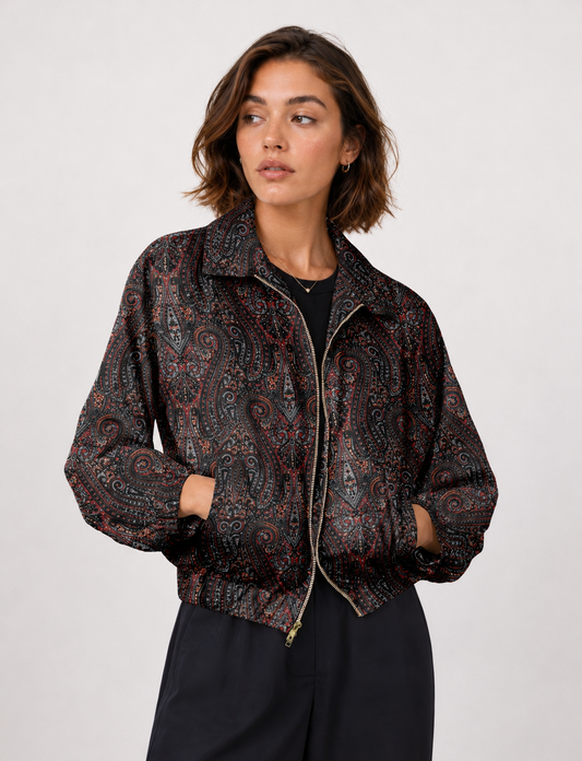 Bomber Jacket - Black Paisley