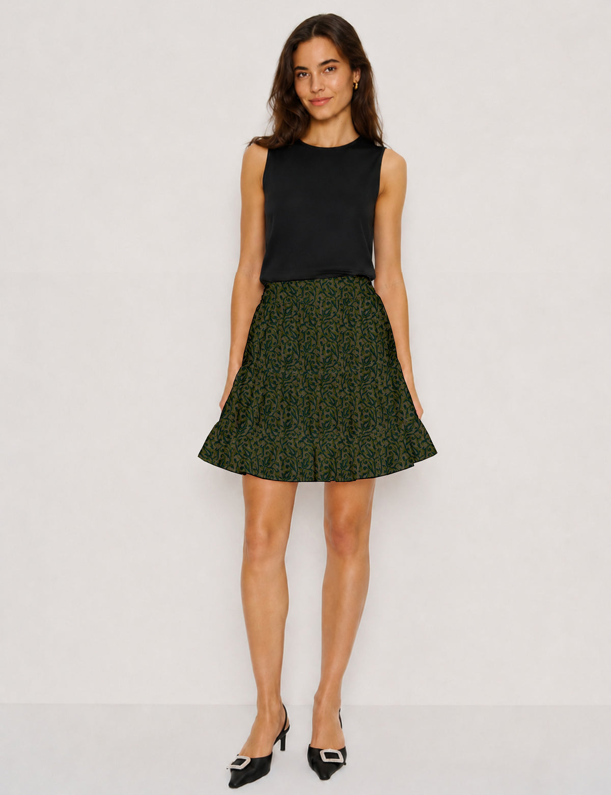Short tiered skirt - Green
