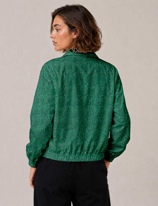 Bomber Jacket - Green Abstract