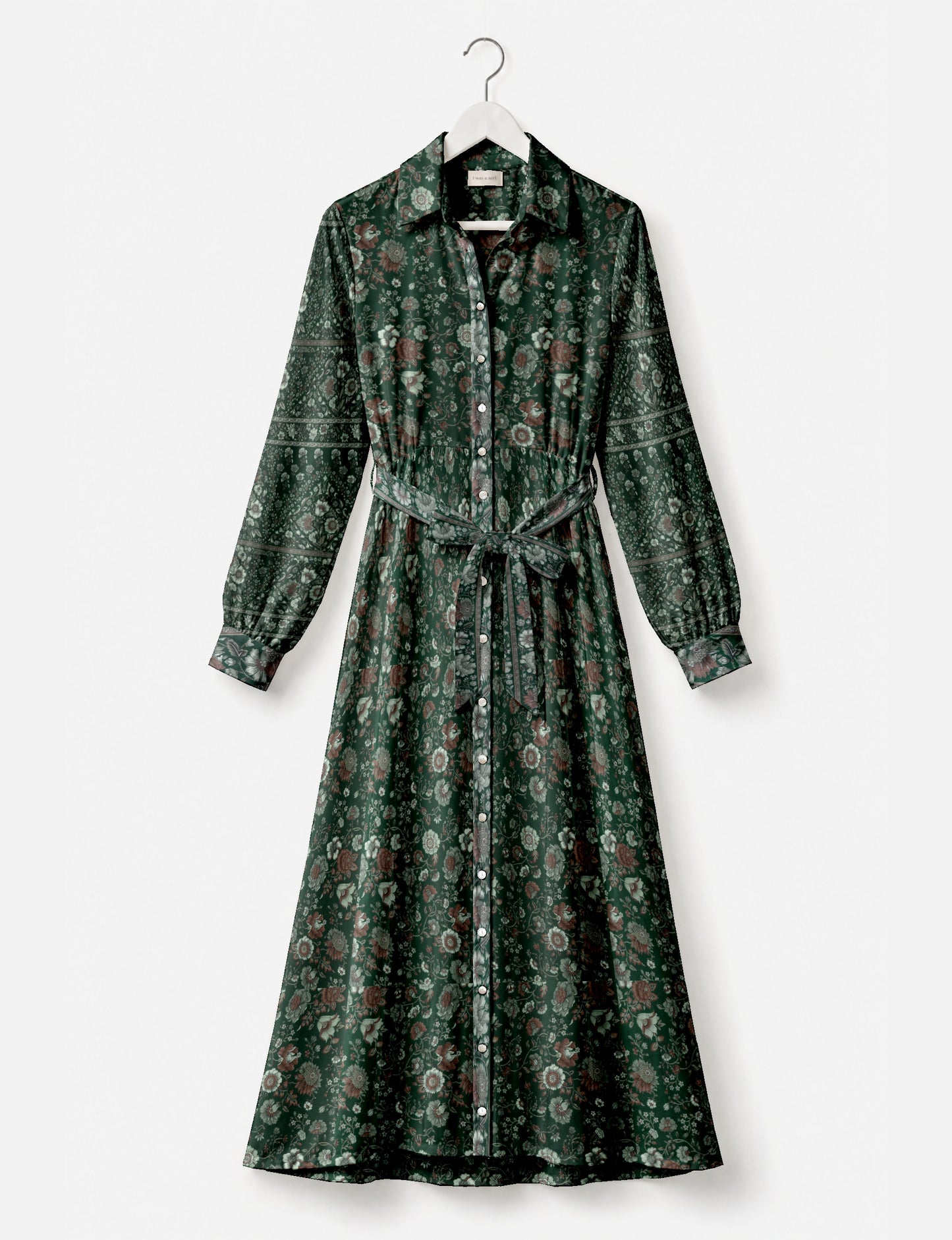 Flowing long shirt dress with relaxed fit and ankle-length design