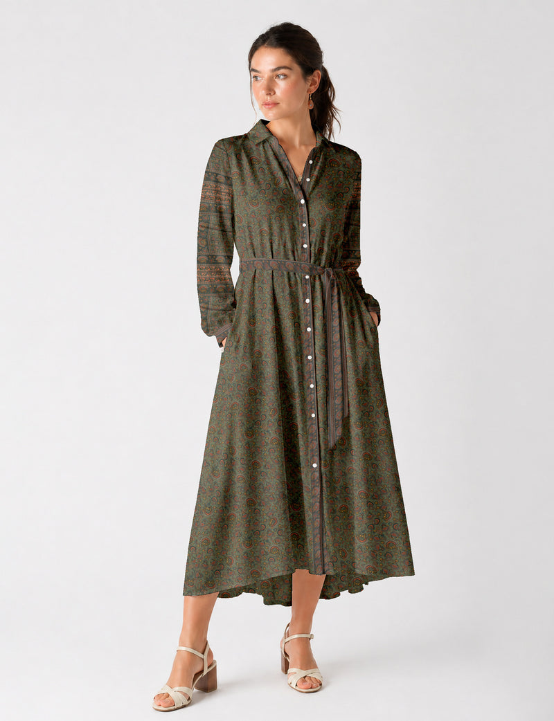 Long shirt dress - Green Floral