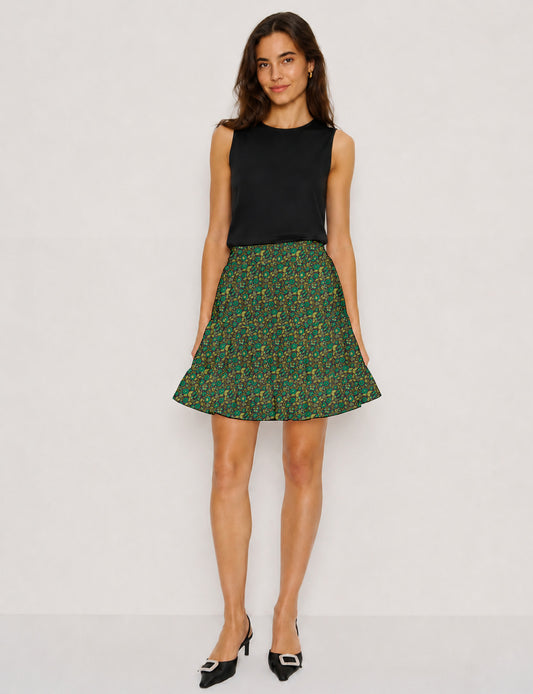 Short tiered skirt - Green Floral