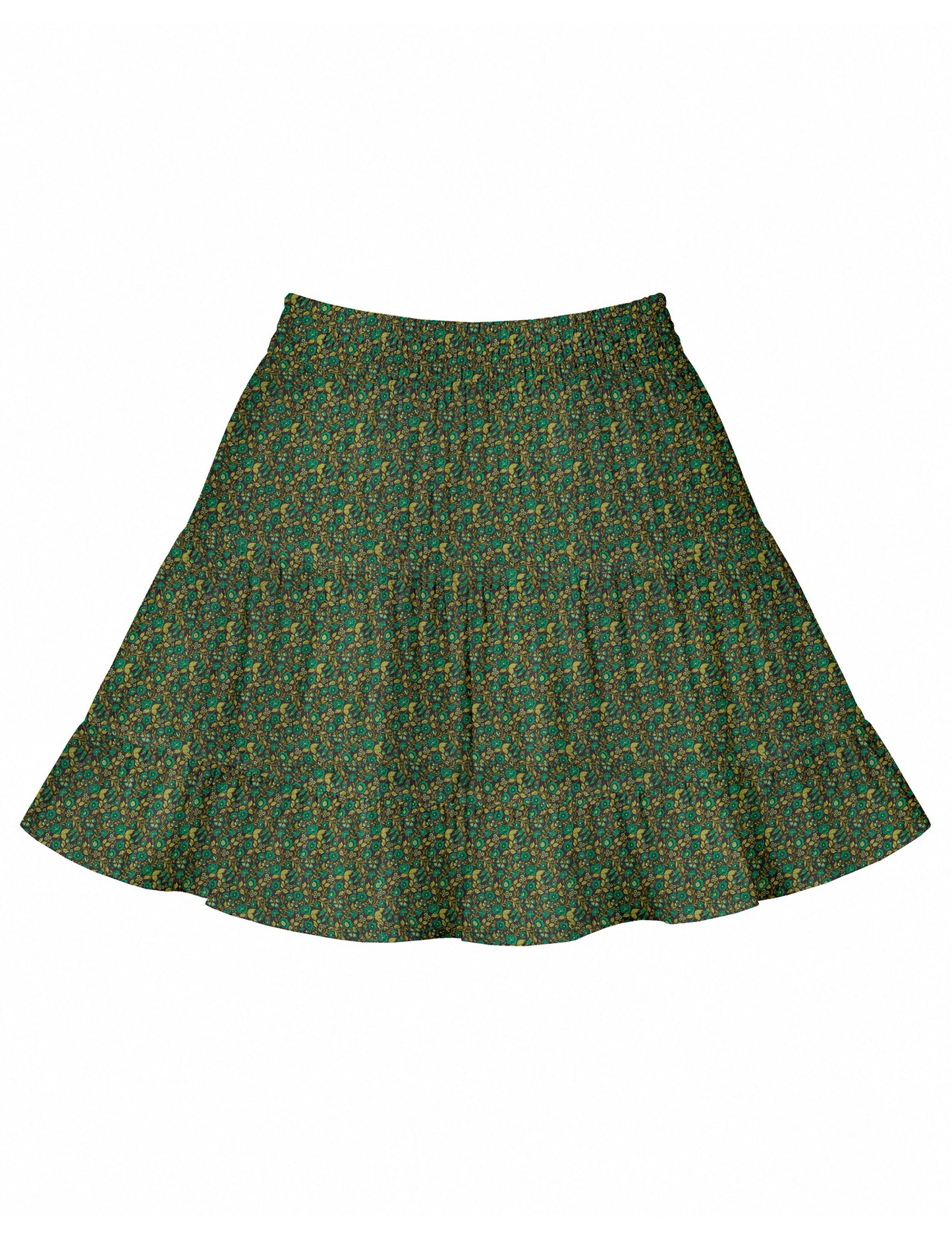 Short tiered skirt - Green Floral