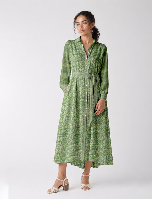 Long shirt dress - Green Floral