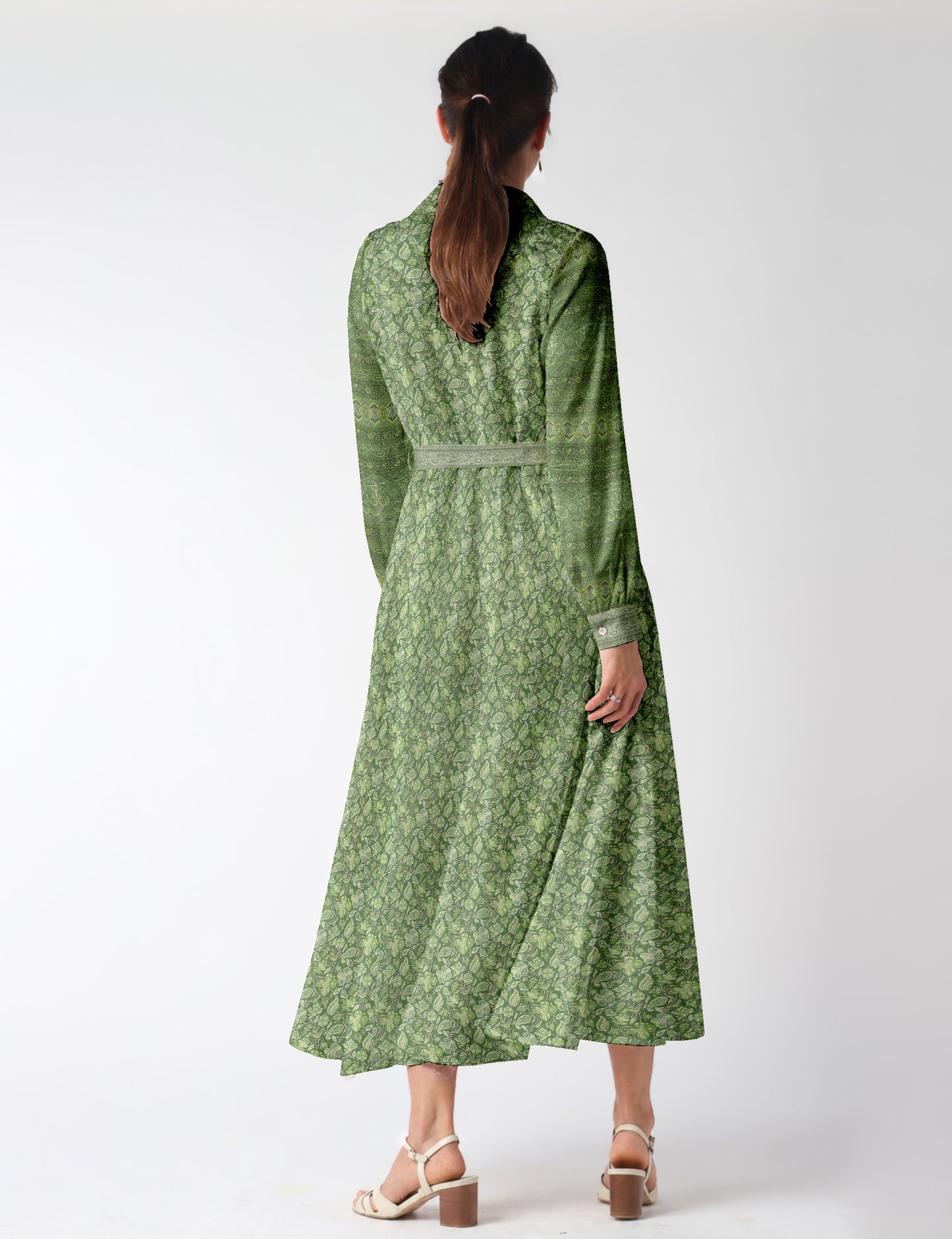 Long shirt dress - Green Floral