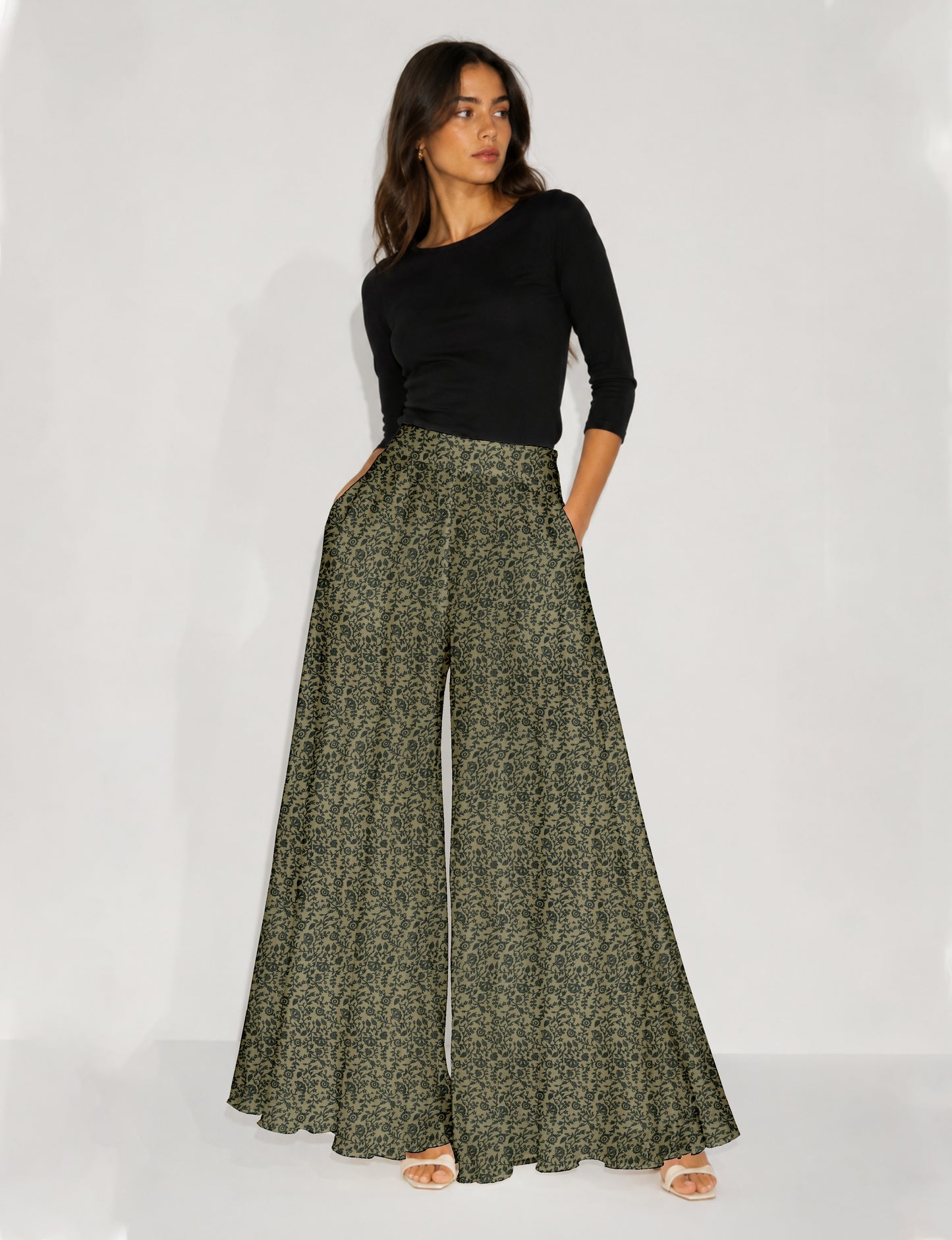 Wide Leg Palazzo Trousers