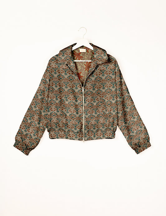 Bomber Jacket - Green Indian Ethnic