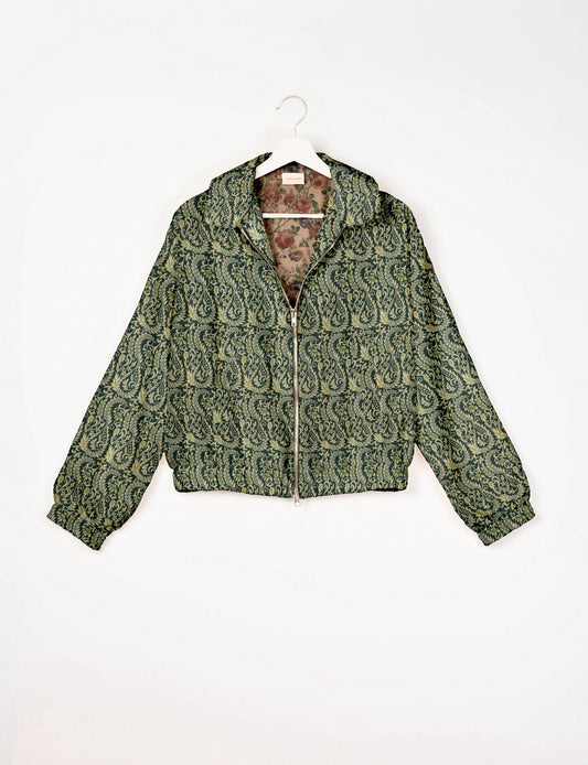 Bomber Jacket - Green Leaves