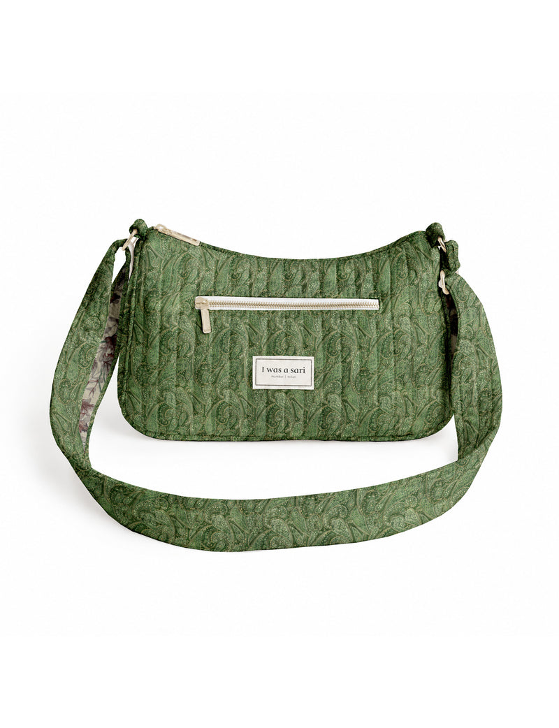 Quilted sling bag - Green Paisley