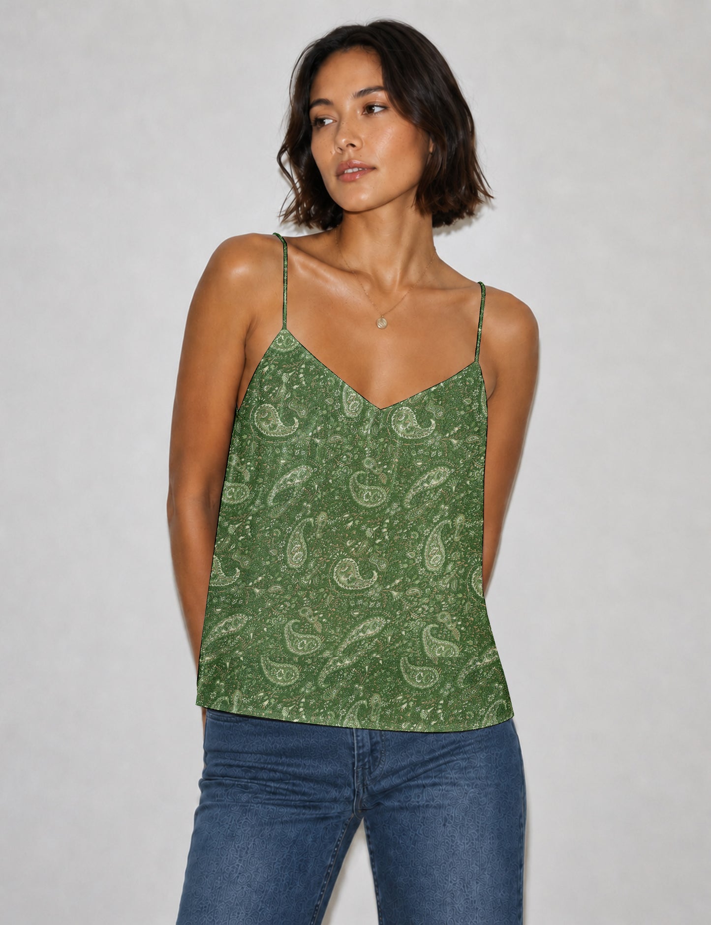 Slip top - Green Paisley