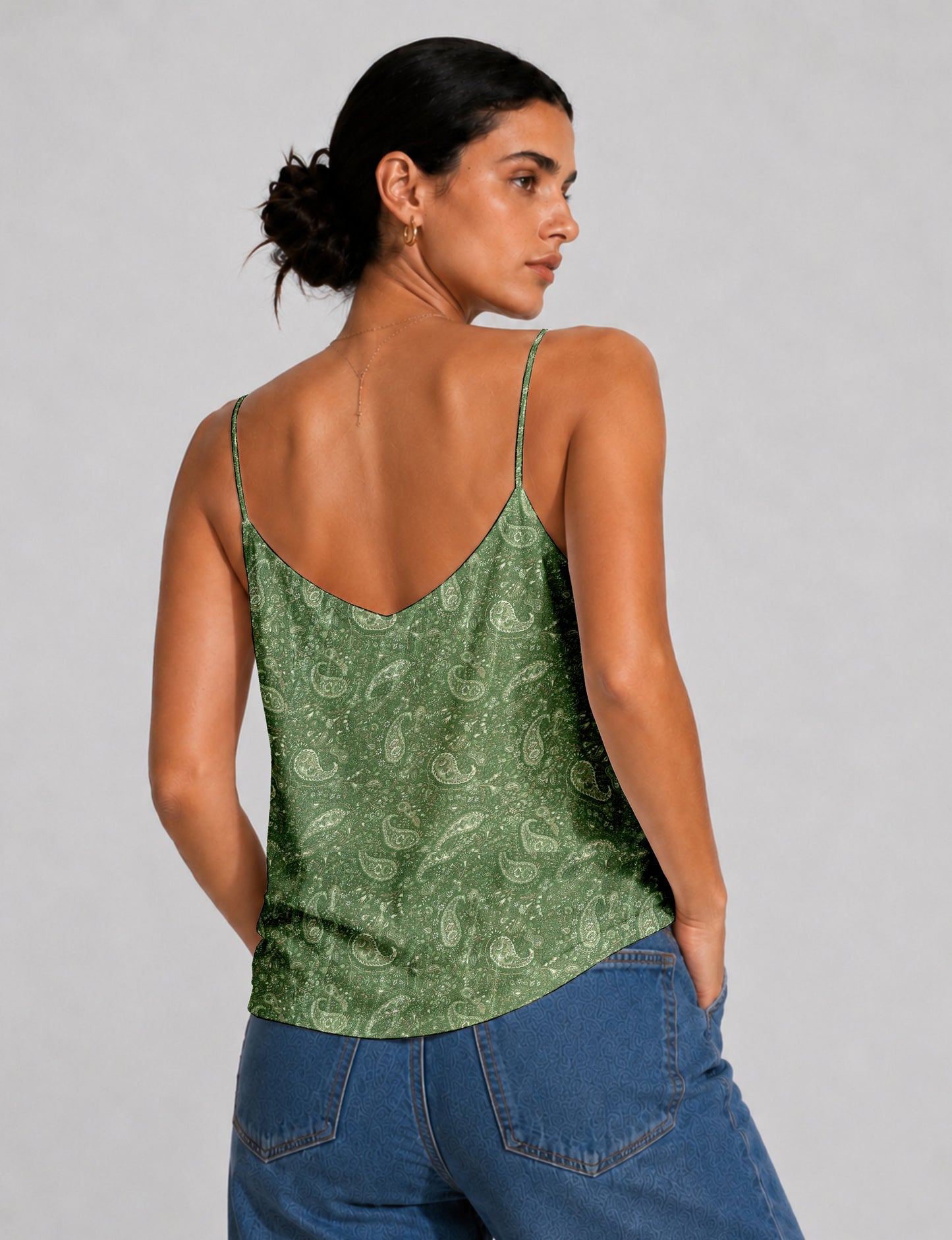 Slip top - Green Paisley