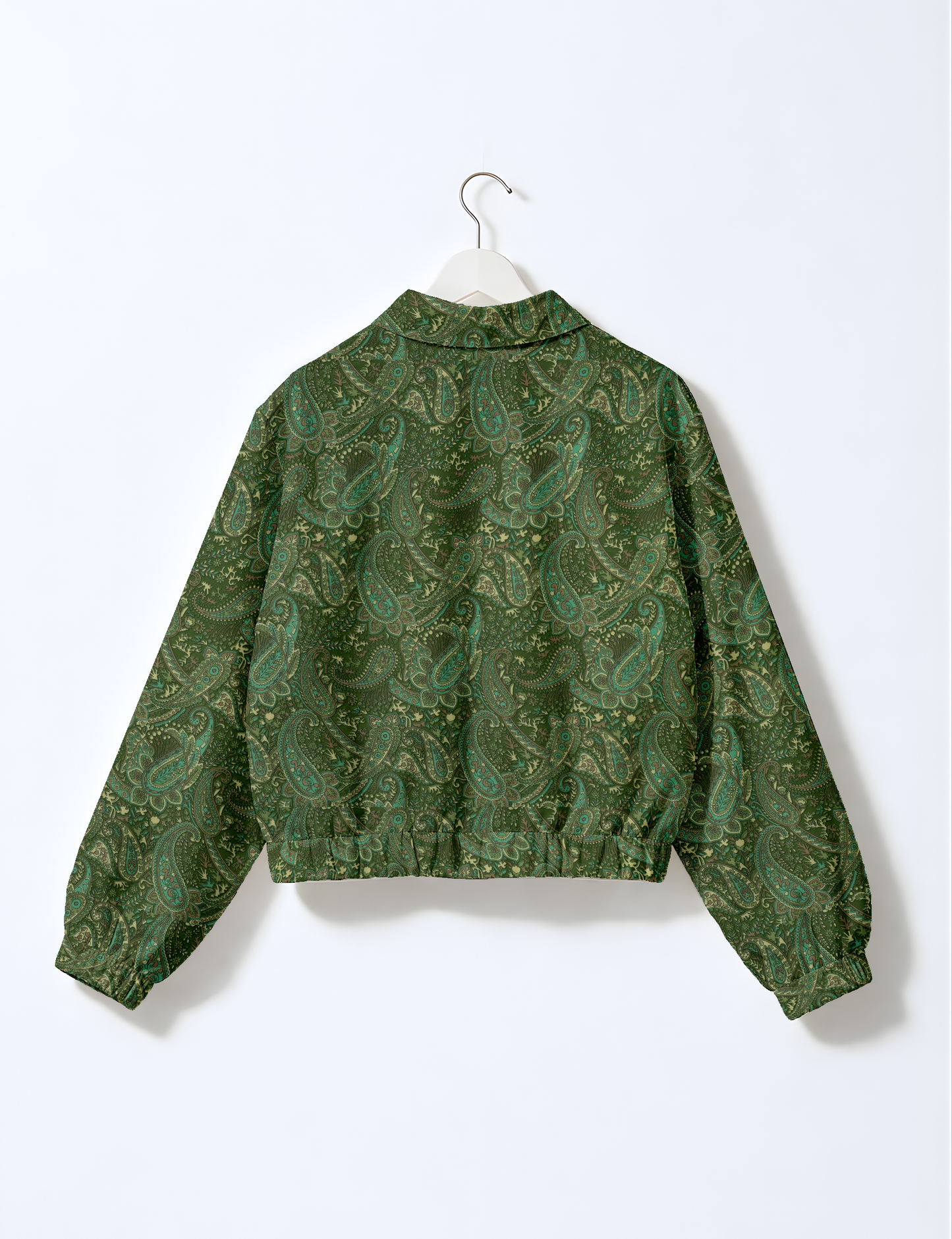 Love Bomber Jacket made from recycled fabric, featuring hand-stitched Aari embroidery. A unique piece of zero-waste clothing, part of the circular fashion movement. Designed with upcycled materials for a stylish yet environmentally friendly clothing choice.