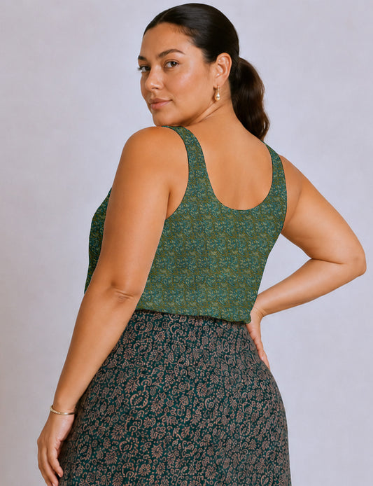 Sleeveless blouse - Green Paisley